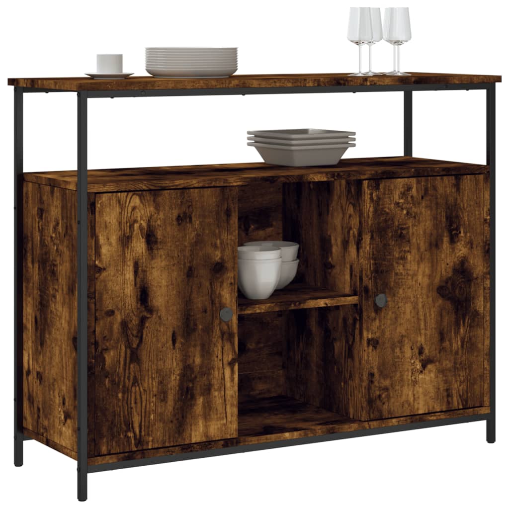 Sideboard Smoked Oak 100x35x80 cm Engineered Wood