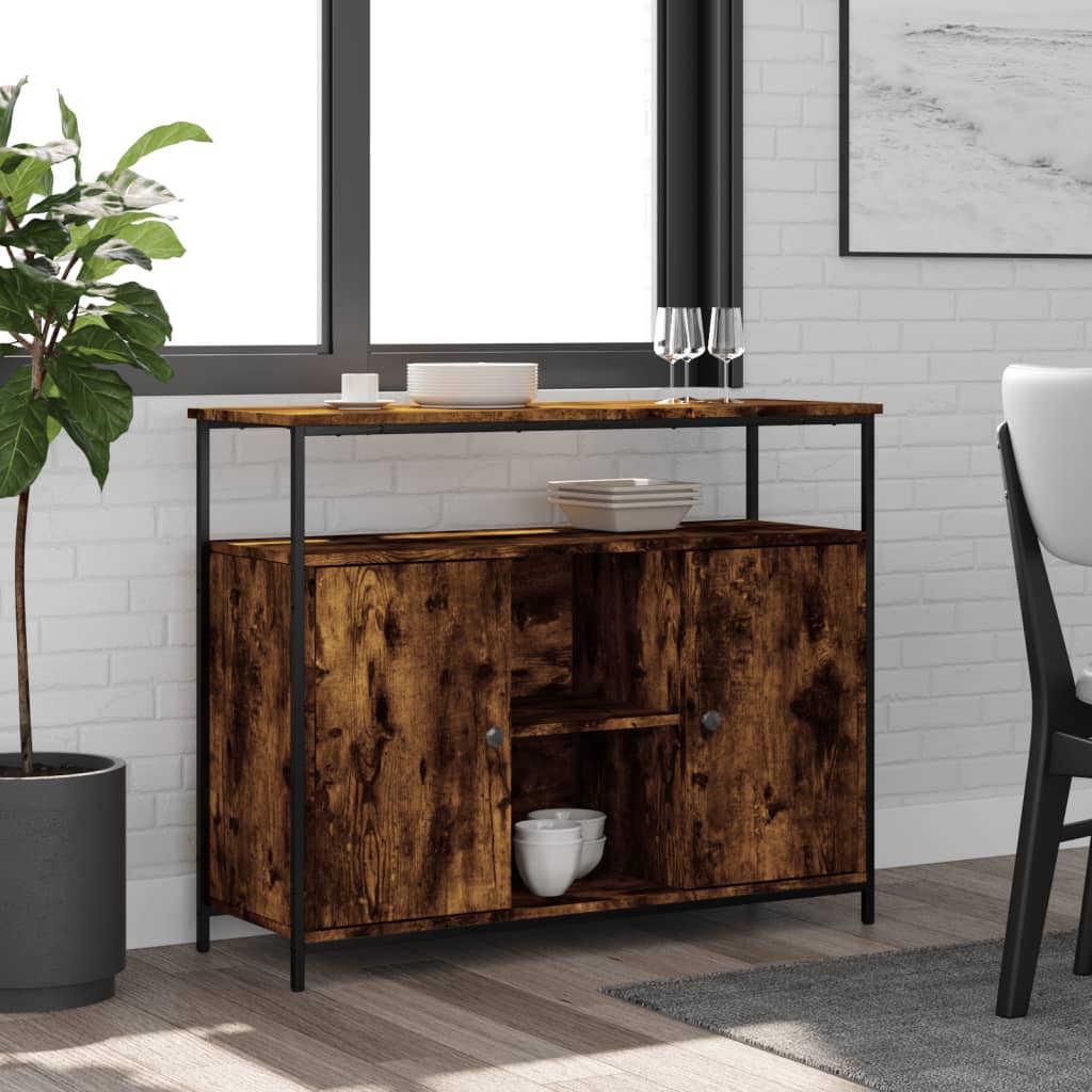 Sideboard Smoked Oak 100x35x80 cm Engineered Wood