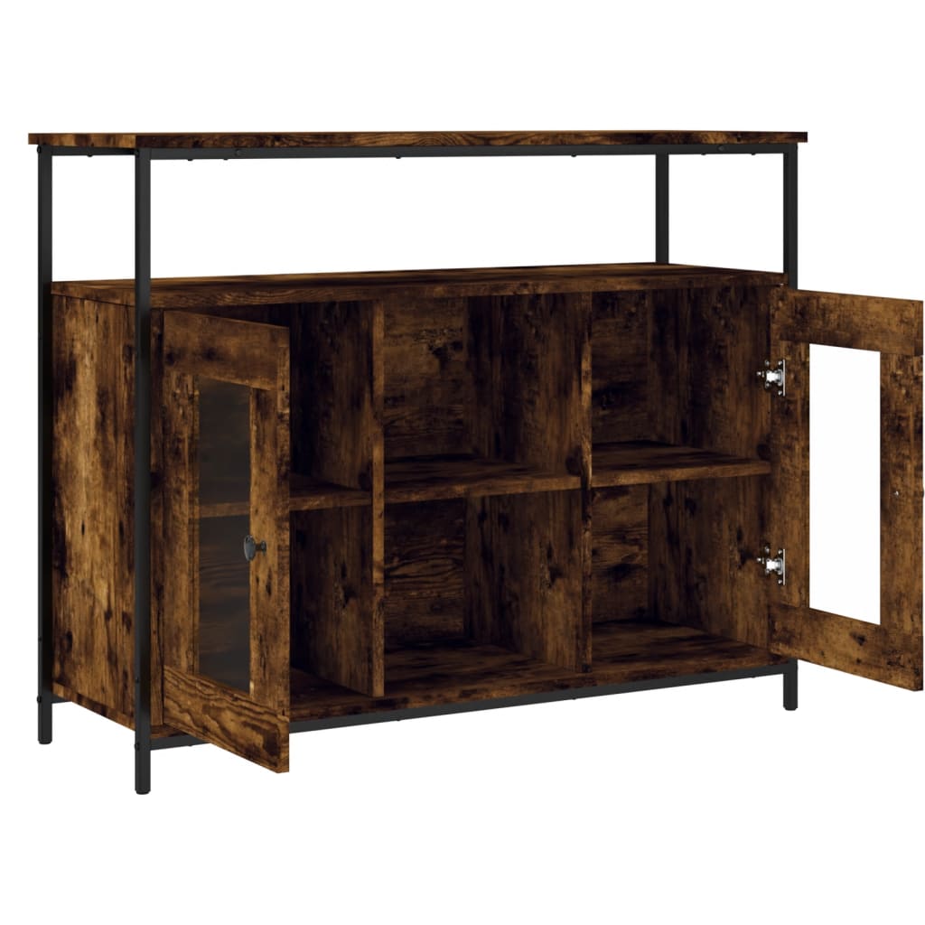 Sideboard Smoked Oak 100x35x80 cm Engineered Wood