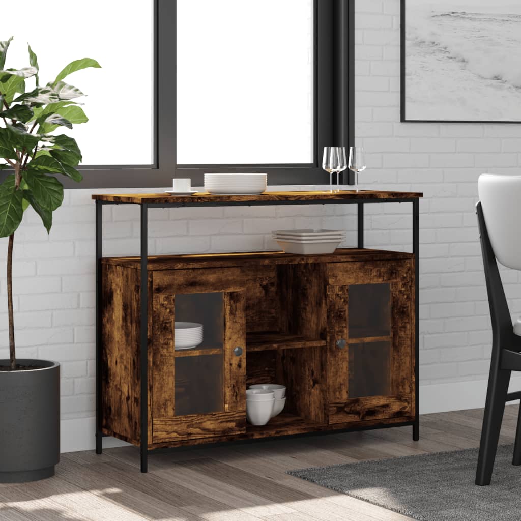Sideboard Smoked Oak 100x35x80 cm Engineered Wood