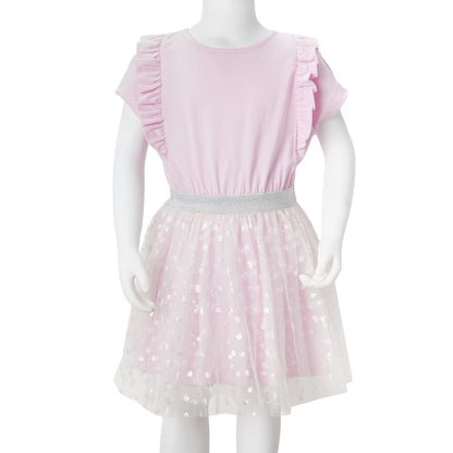 Kids' Dress with Ruffles Light Pink 116