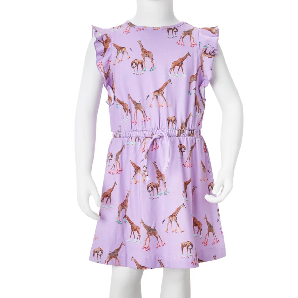 Kids' Dress with Ruffle Sleeves and Drawstring Lila 92