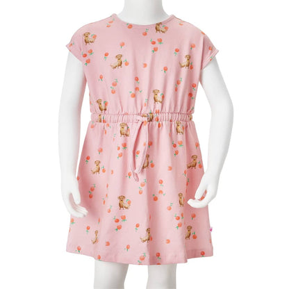 Kids' Dress with Drawstring Light Orange 140