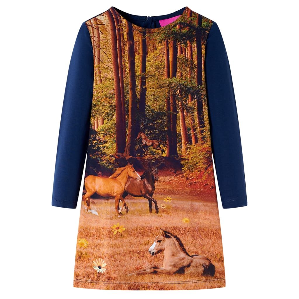 Kids' Dress with Long Sleeves Navy 128