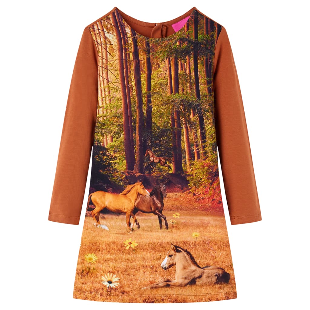 Kids' Dress with Long Sleeves Cognac 92