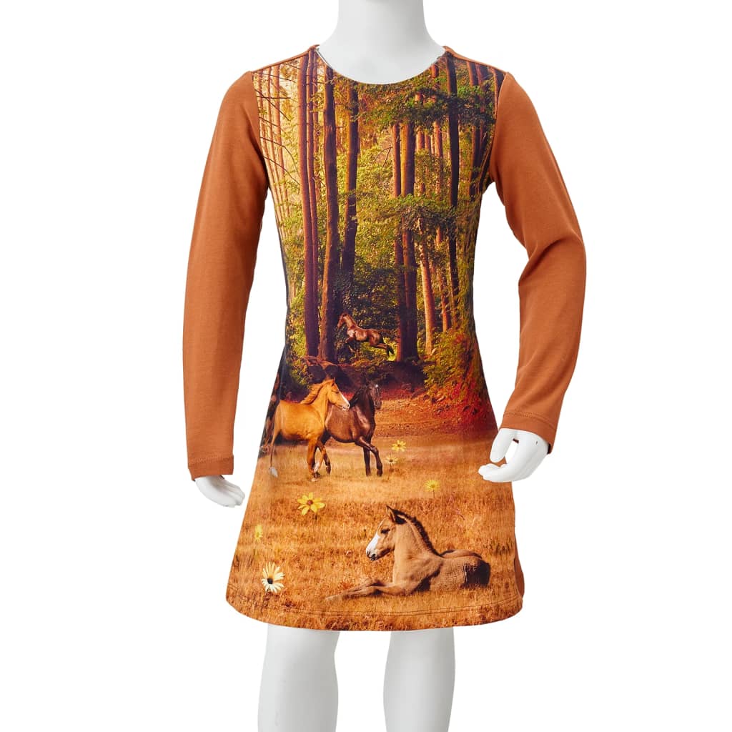 Kids' Dress with Long Sleeves Cognac 92