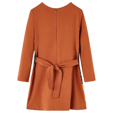 Kids' Dress with Long Sleeves Cognac 140