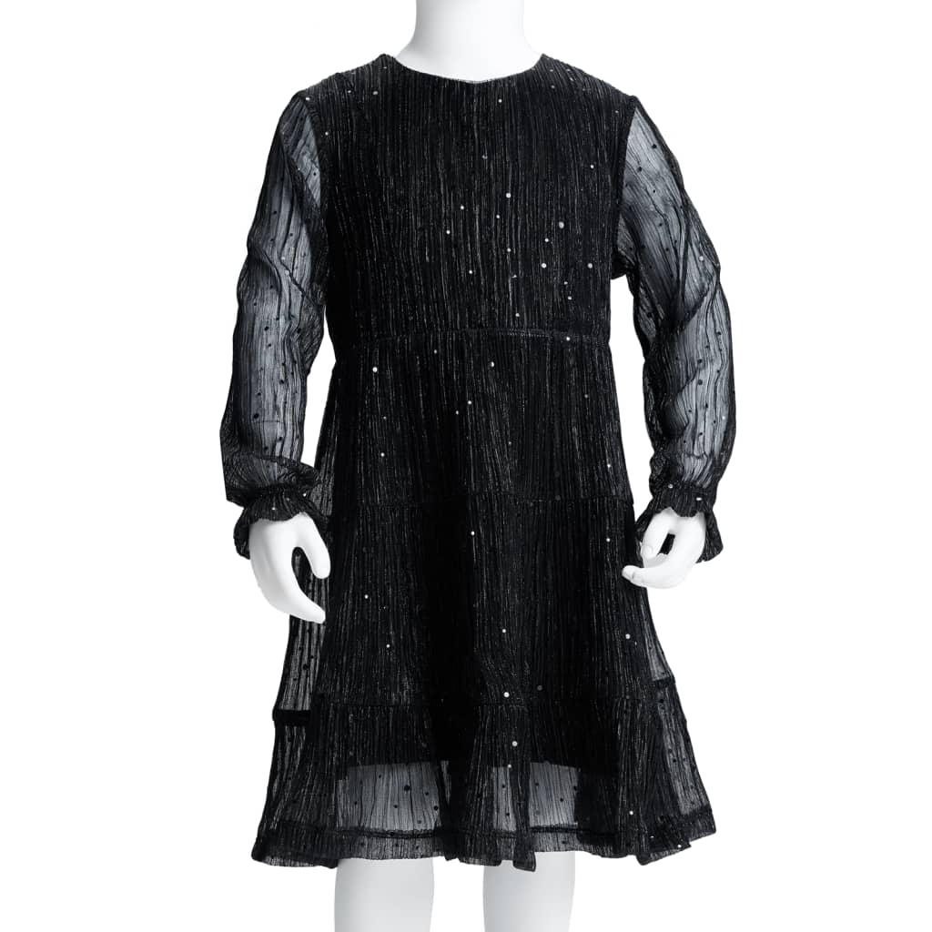 Kids' Dress with Long Sleeves Black 128