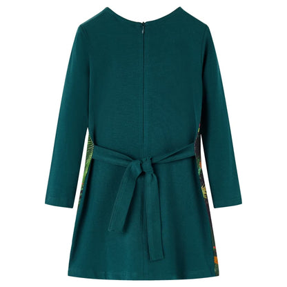 Kids' Dress with Long Sleeves Dark Green 104