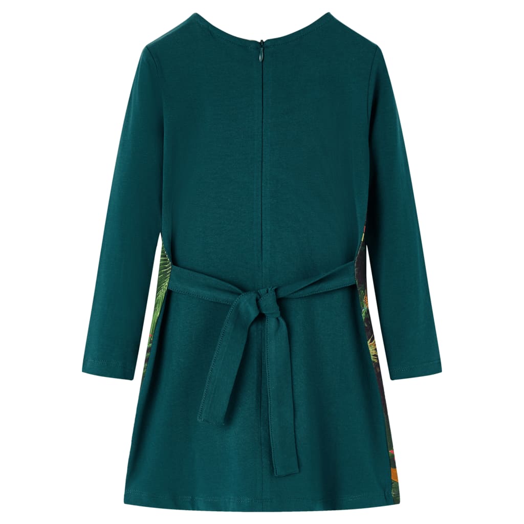 Kids' Dress with Long Sleeves Dark Green 116