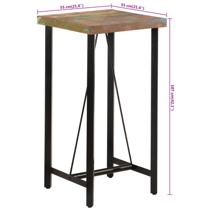 Bar Table 55x55x107 cm Solid Wood Reclaimed and Iron