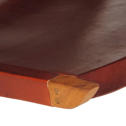 Folding Relaxing Chair Dark Brown Real Leather