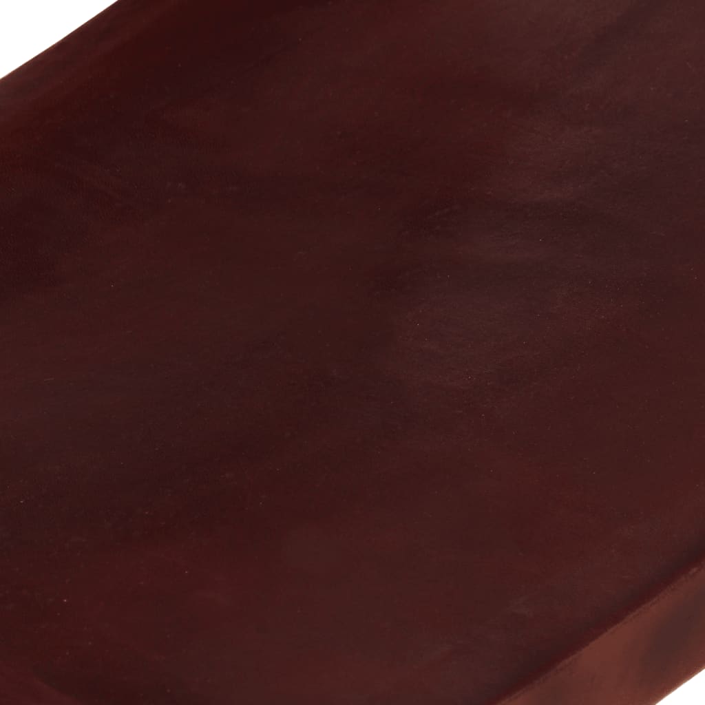 Folding Relaxing Chair Dark Brown Real Leather