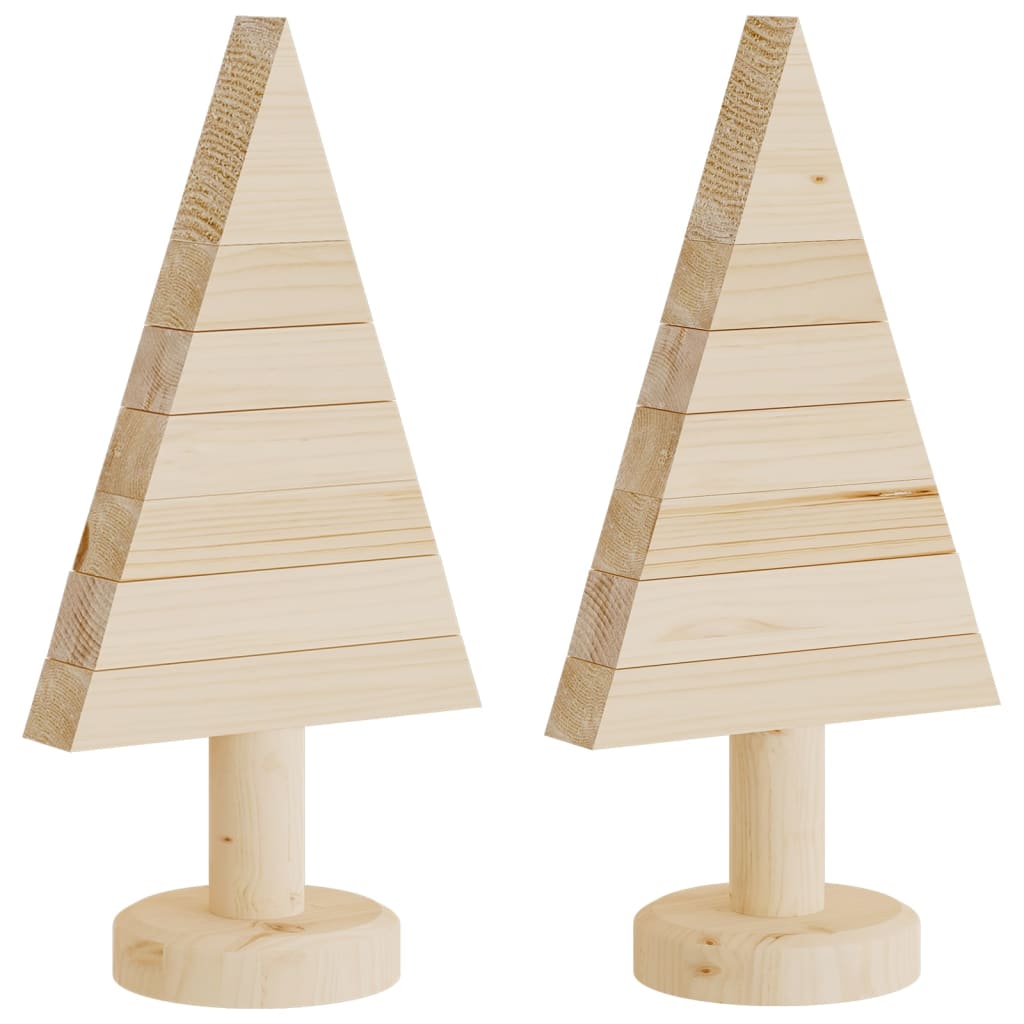 Wooden Christmas Trees for Decoration 2 pcs 30 cm Solid Wood Pine