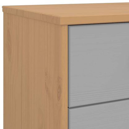 Bedside Cabinet OLDEN Grey and Brown Solid Wood Pine