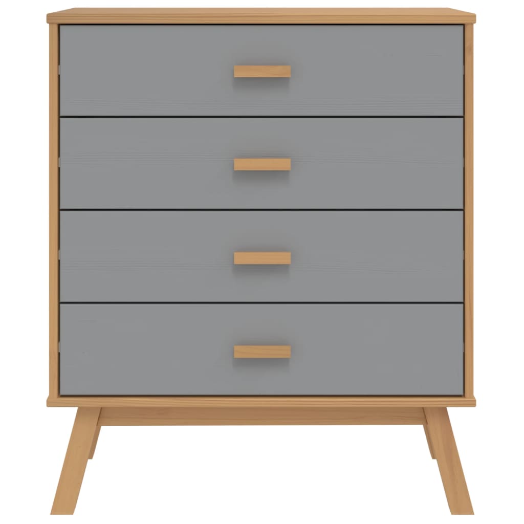 vidaXL Drawer Cabinet Grey and brown Solid pine wood with a wax finish