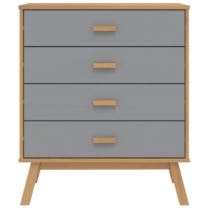 vidaXL Drawer Cabinet Grey and brown Solid pine wood with a wax finish