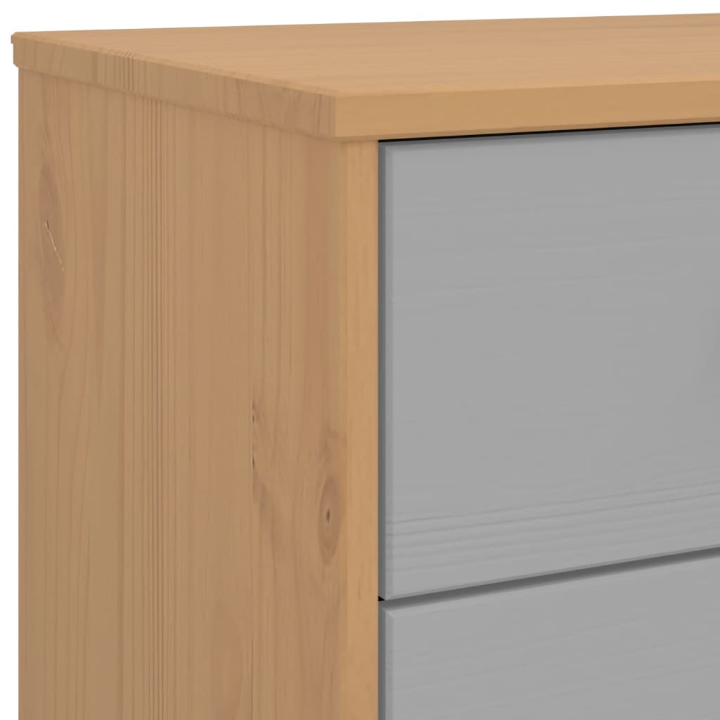 vidaXL Drawer Cabinet Grey and brown Solid pine wood with a wax finish