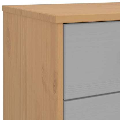 vidaXL Drawer Cabinet Grey and brown Solid pine wood with a wax finish