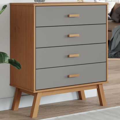vidaXL Drawer Cabinet Grey and brown Solid pine wood with a wax finish