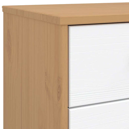 Drawer Cabinet OLDEN White and Brown Solid Wood Pine