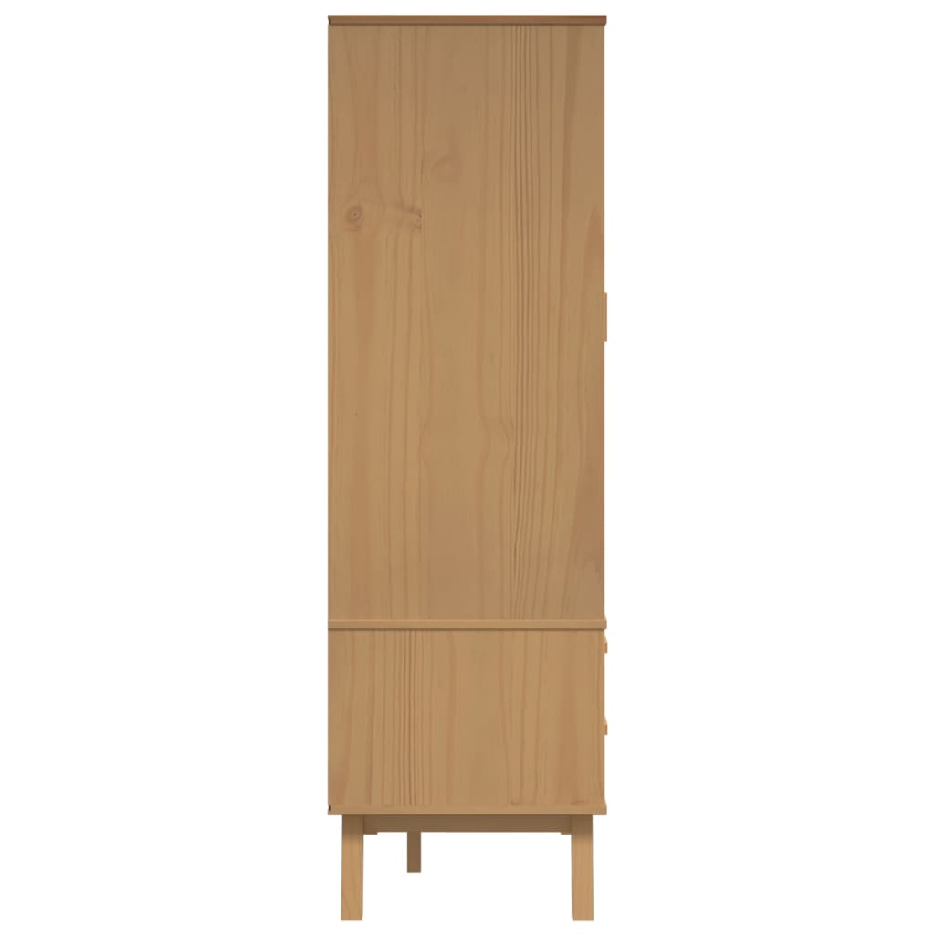 vidaXL Wardrobe Grey and Brown Solid Pine Wood, Engineered Wood