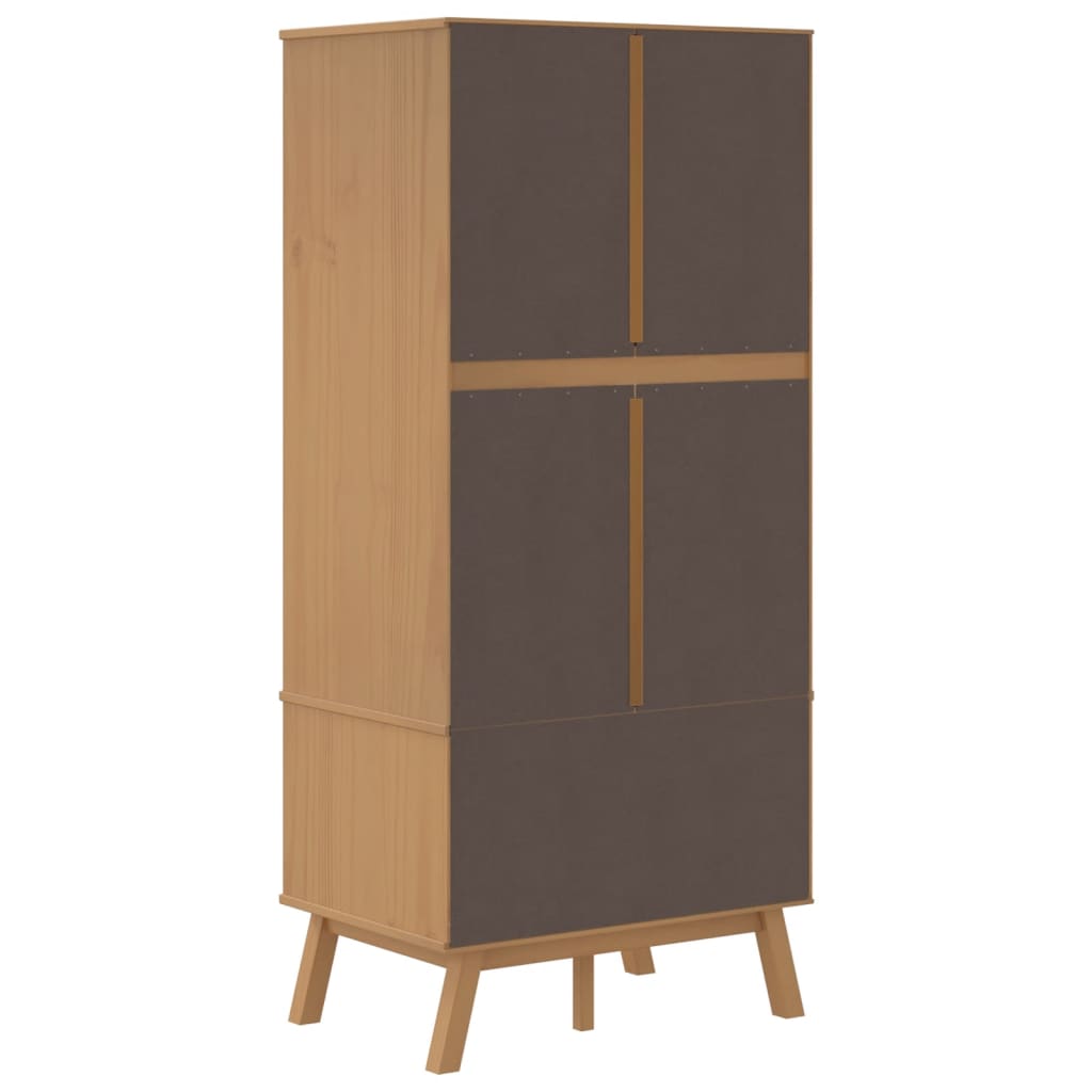 vidaXL Wardrobe Grey and Brown Solid Pine Wood, Engineered Wood