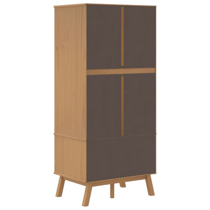 vidaXL Wardrobe Grey and Brown Solid Pine Wood, Engineered Wood