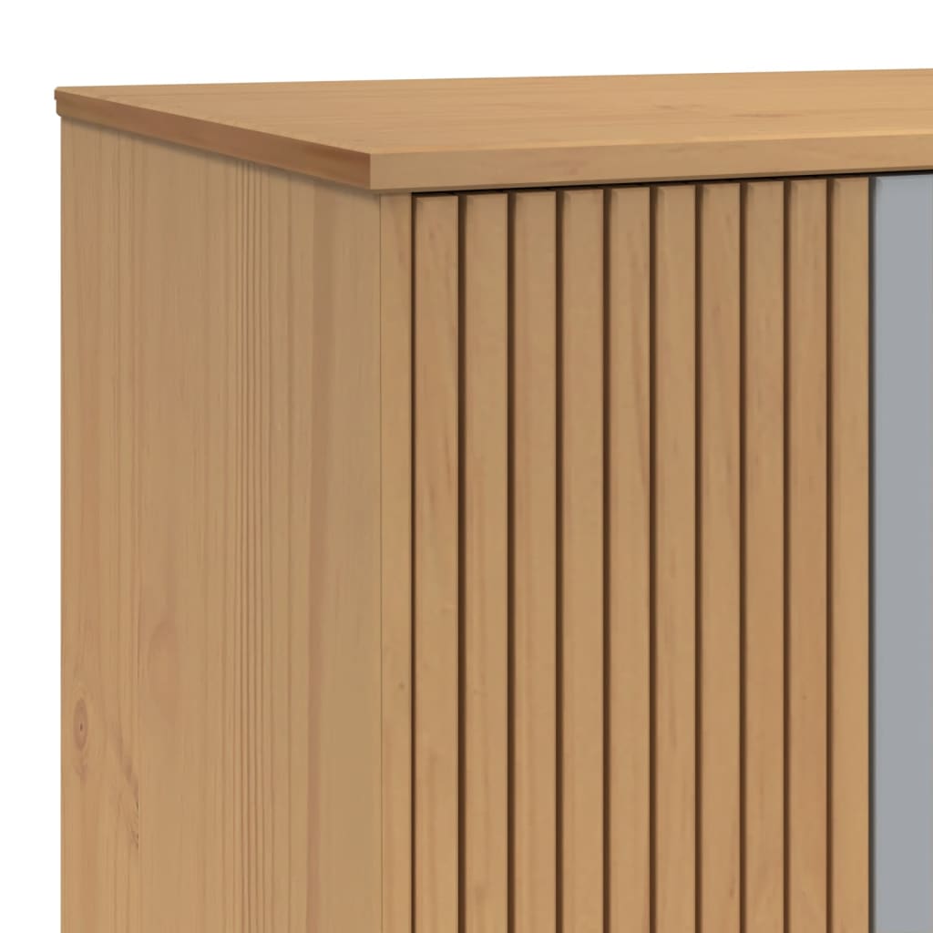 vidaXL Wardrobe Grey and Brown Solid Pine Wood, Engineered Wood