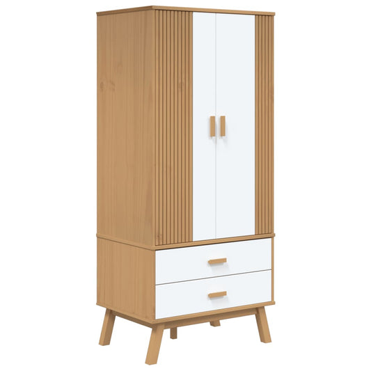 Wardrobe OLDEN White and Brown 76.5x53x172 cm Solid Wood Pine