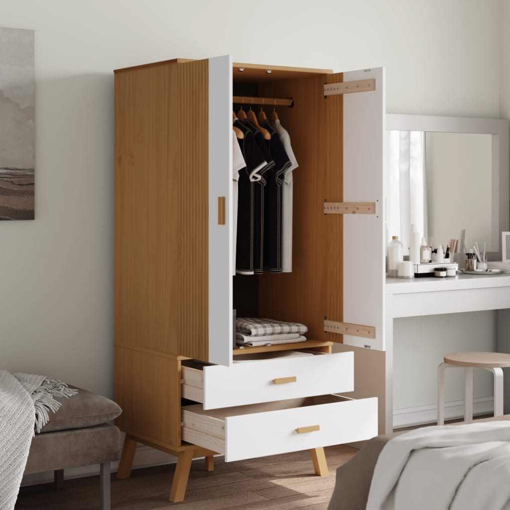 vidaXL Wardrobe White and brown