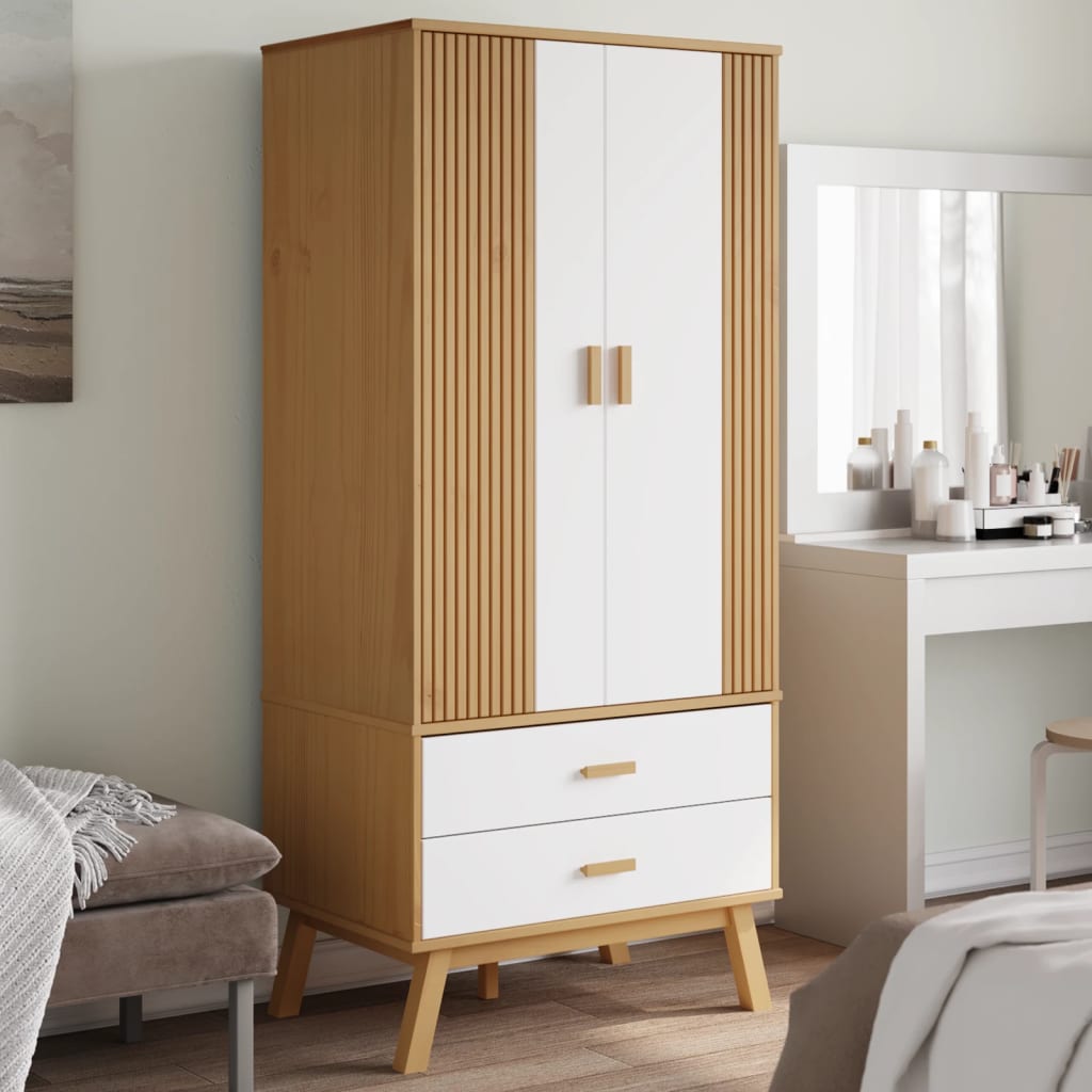 vidaXL Wardrobe White and brown