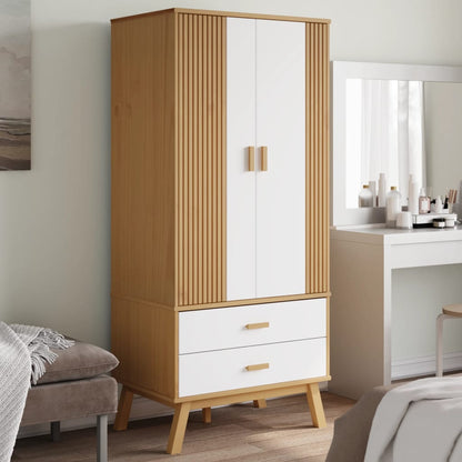 vidaXL Wardrobe White and brown