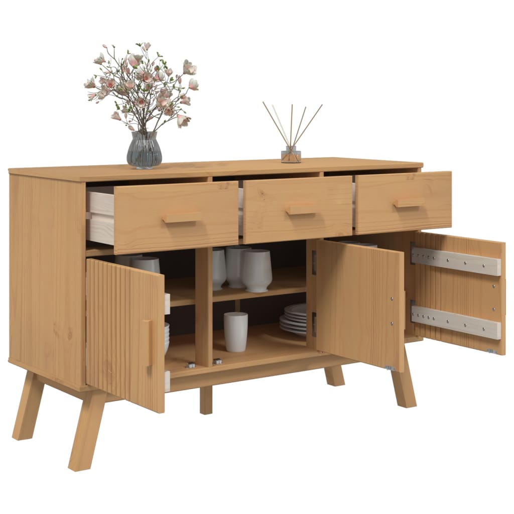 Sideboard Brown Solid pinewood with a wax finish, engineered wood