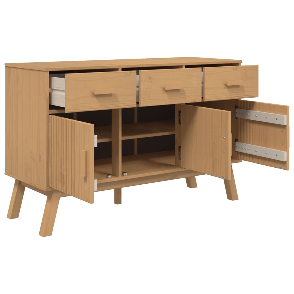 Sideboard Brown Solid pinewood with a wax finish, engineered wood