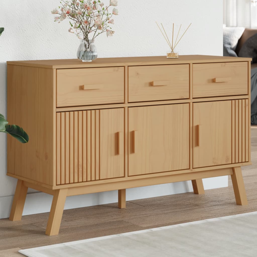Sideboard Brown Solid pinewood with a wax finish, engineered wood