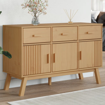 Sideboard Brown Solid pinewood with a wax finish, engineered wood