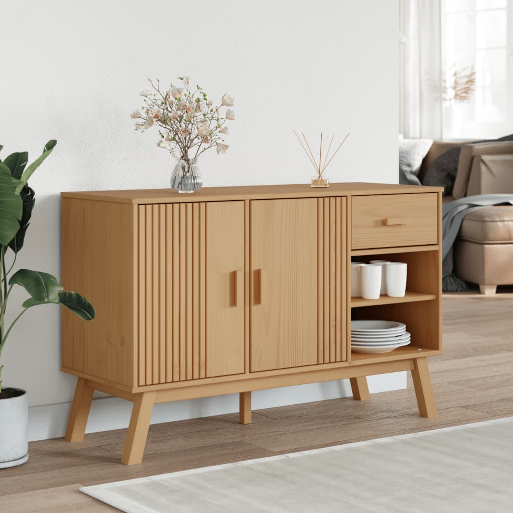 vidaXL Sideboard Brown Solid pine wood Medium Sideboard Rectangular