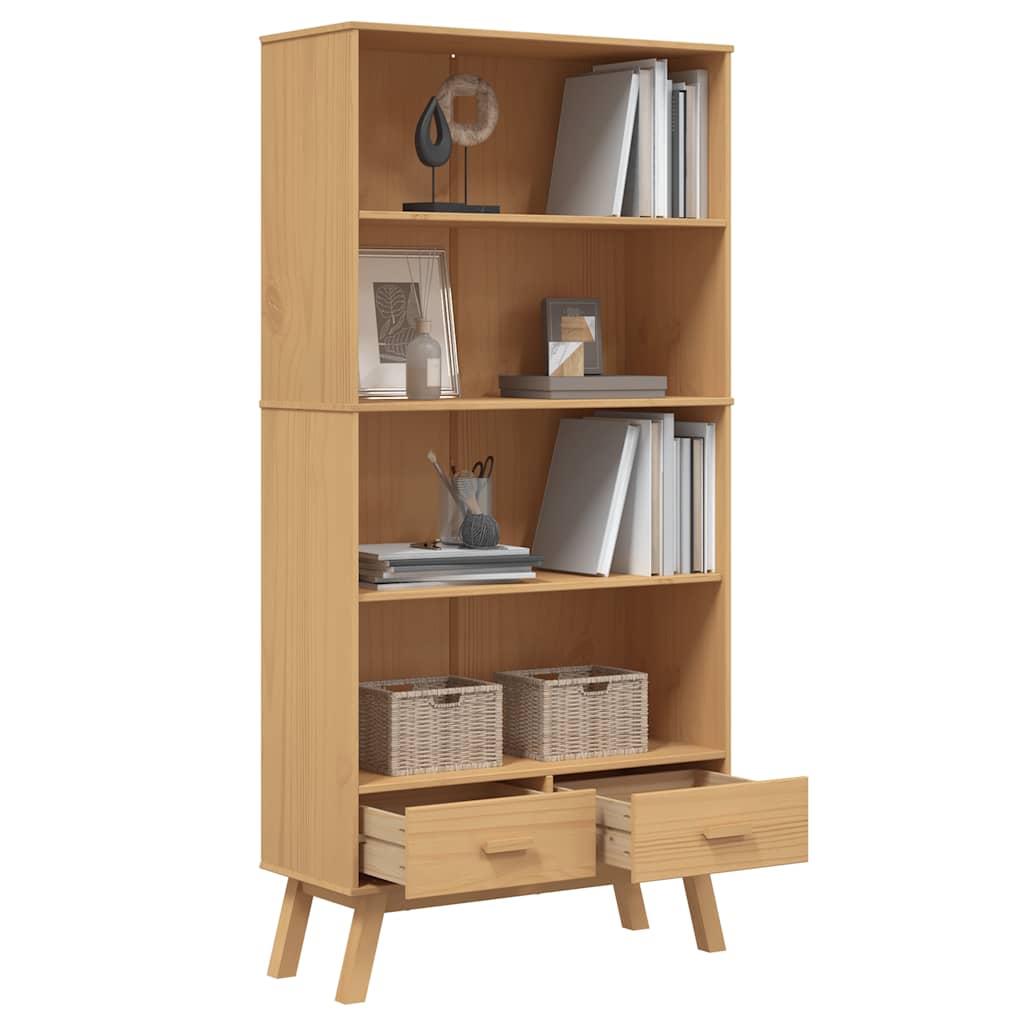 Bookcase 4-Tier OLDEN Brown Solid Wood Pine