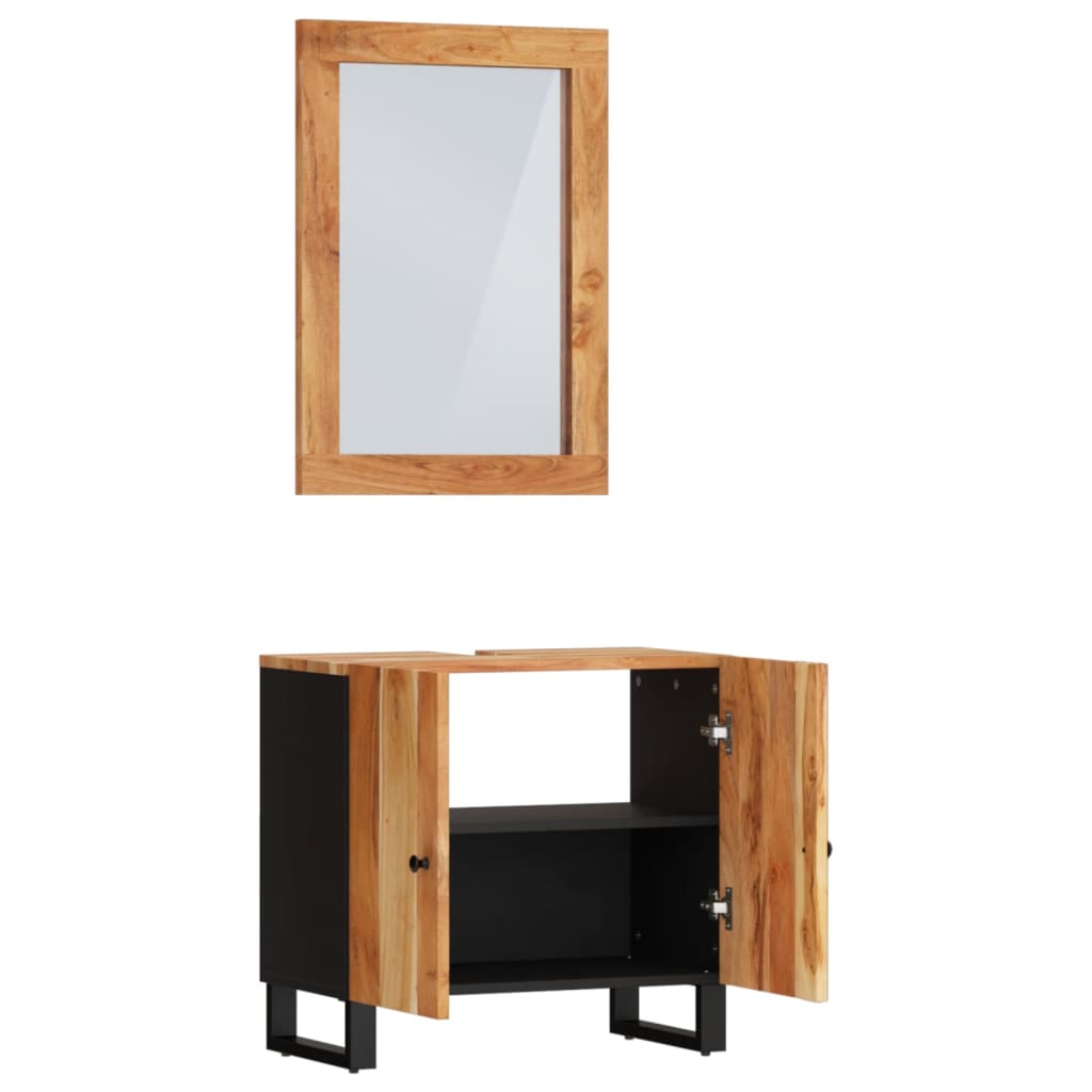 2 Piece Bathroom Furniture Set Solid Wood Acacia