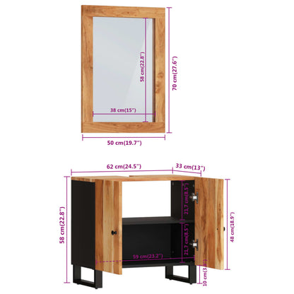 2 Piece Bathroom Furniture Set Solid Wood Acacia
