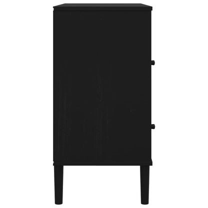 Sideboard SENJA Rattan Look Black 80x40x80 cm Solid Wood Pine