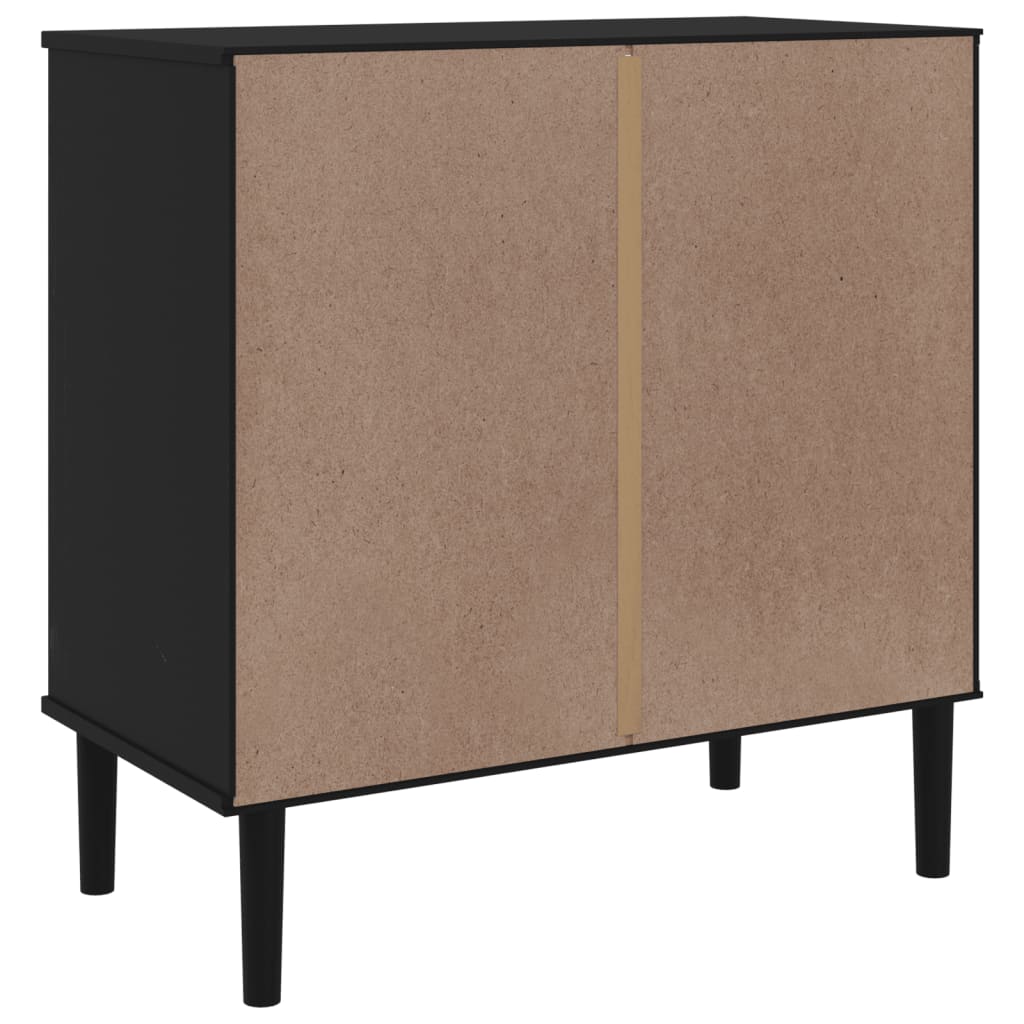 Sideboard SENJA Rattan Look Black 80x40x80 cm Solid Wood Pine