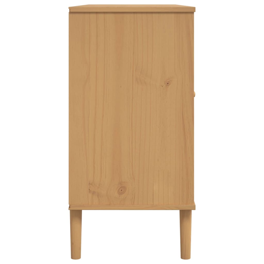 Sideboard SENJA Rattan Look Brown 112x40x80 cm Solid Wood Pine