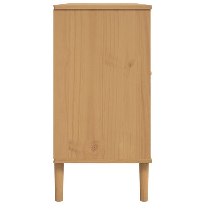 Sideboard SENJA Rattan Look Brown 112x40x80 cm Solid Wood Pine