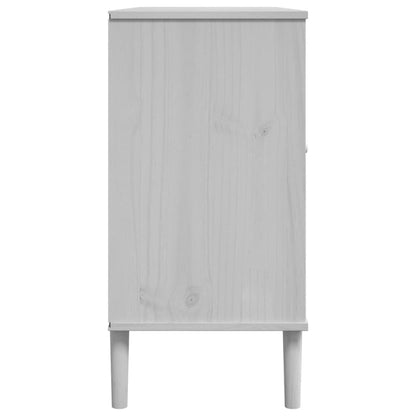 Sideboard SENJA Rattan Look White 112x40x80 cm Solid Wood Pine