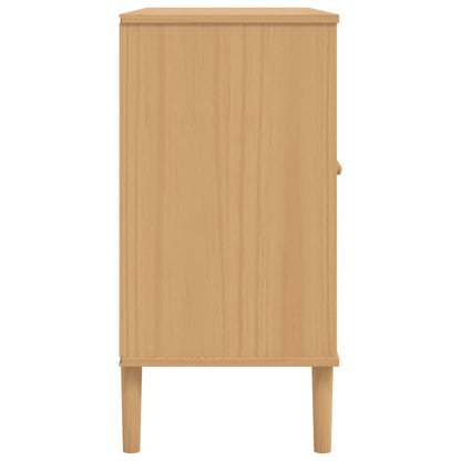 Sideboard SENJA Rattan Look Brown 112x40x80cm Solid Wood Pine
