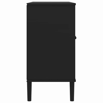 Sideboard | Black | Solid pine wood, Engineered wood, Poly rattan | Large