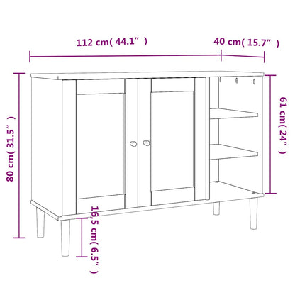 Sideboard | Black | Solid pine wood, Engineered wood, Poly rattan | Large