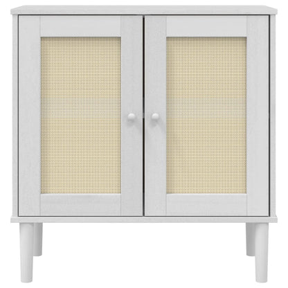 Sideboard SENJA Rattan Look White 80x35x80 cm Solid Wood Pine